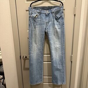 American Eagle Low Rise Boot Jeans Men 32x34 Light Wash Vintage Bootcut